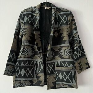 Vintage Gemini USA Aztec Tribal Patterned Blazer